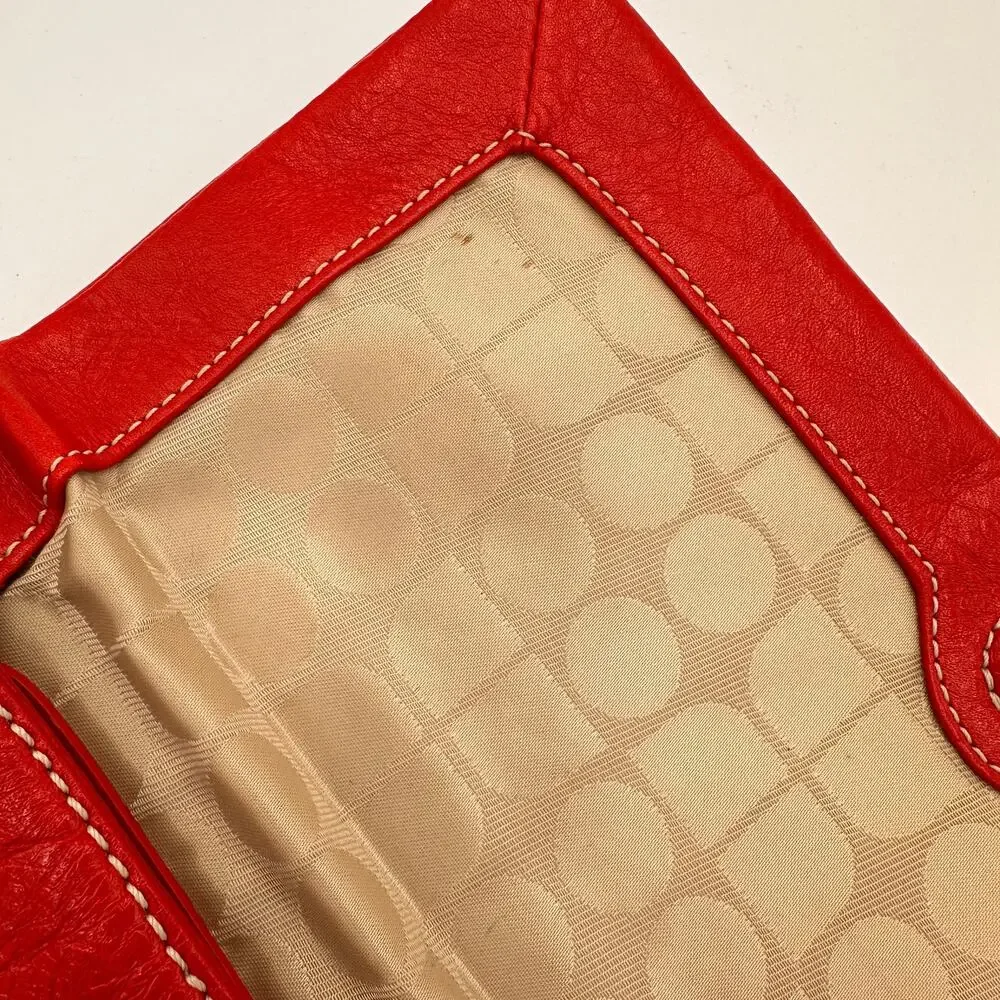 Kate Spade Red Leather Square Studded Flap Clutch